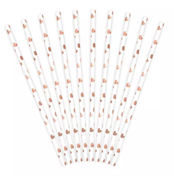 10 cannucce cuori oro rosa 19,5 cm