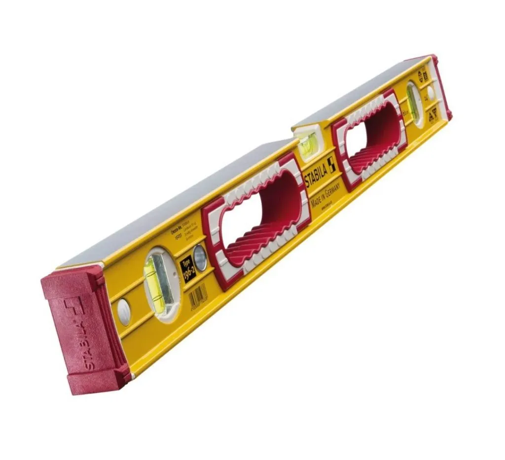 15234 Livella STABILA in alluminio con nervature - modello 196-2 - lunghezza 81cm, 1 fiala orizzontale e 2 verticali, stopper, 2