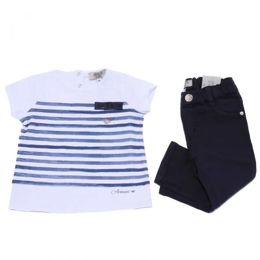 1826Y comleto bimba girl ARMANI BABY cotton blue JEGGING trouser+ t-shirt