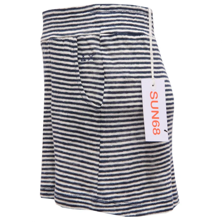 3986X gonna bimba SUN 68 linen long skirt blue/white lino