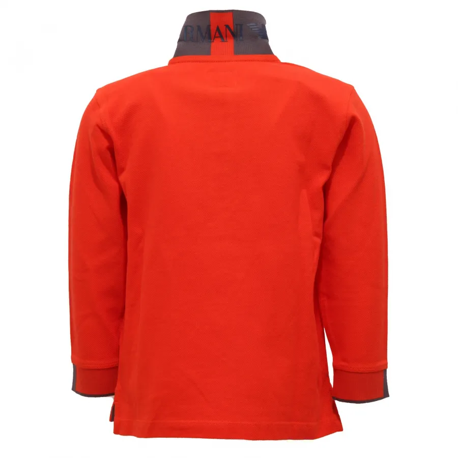 9502Y polo bimbo boy ARMANI JUNIOR DARK ORANGE cotton long sleeve polo t-shirt