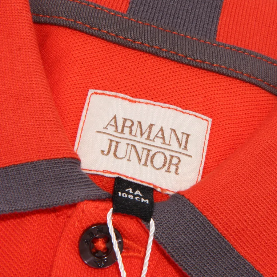 9502Y polo bimbo boy ARMANI JUNIOR DARK ORANGE cotton long sleeve polo t-shirt