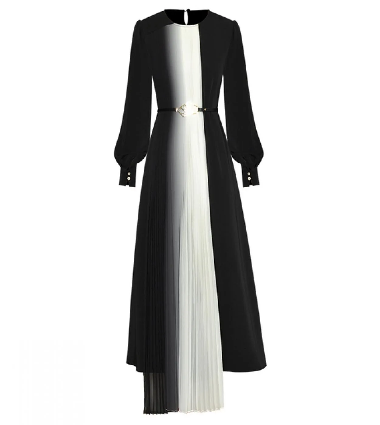 Abiti lunghi da festa con cintura patchwork plissettata a maniche lunghe con scollo a V allentato per donna 2023 Designer di lus