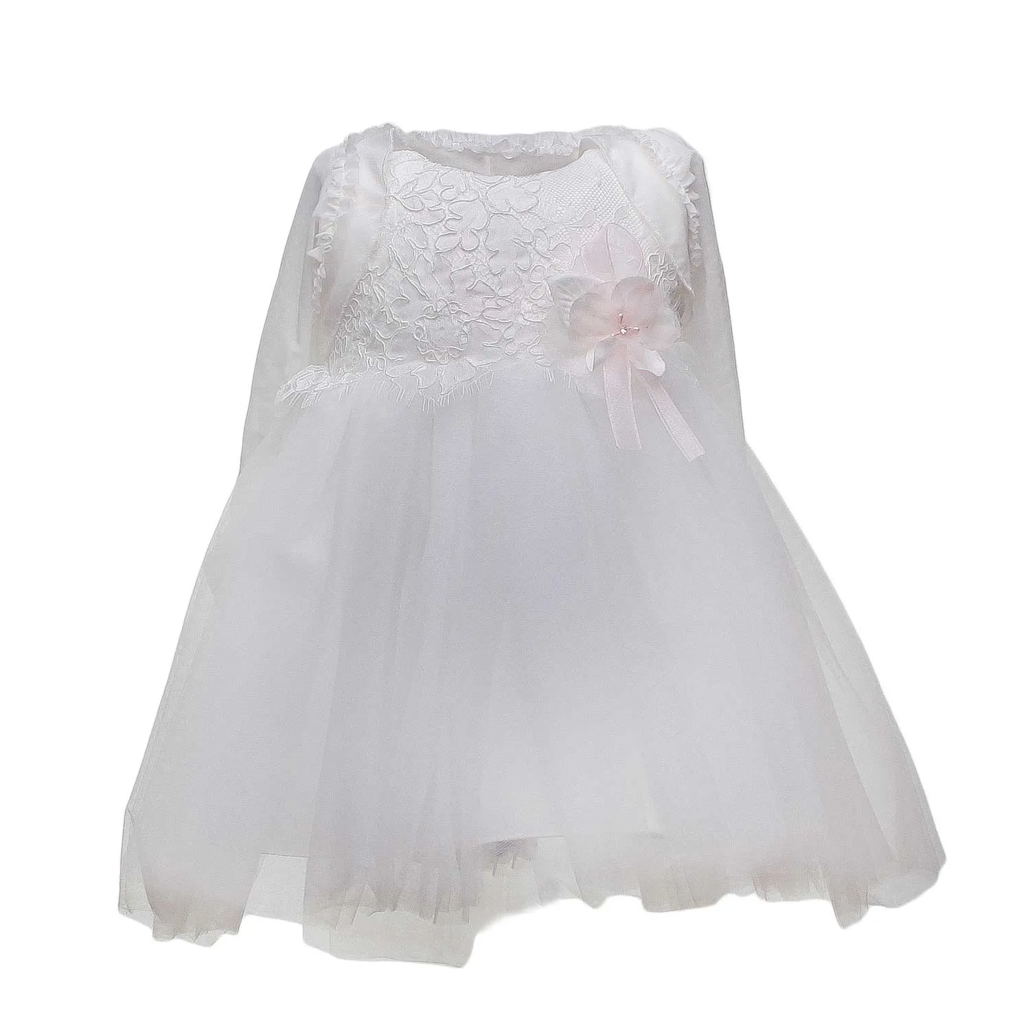 Abito Bimba Bianco Con Ricami