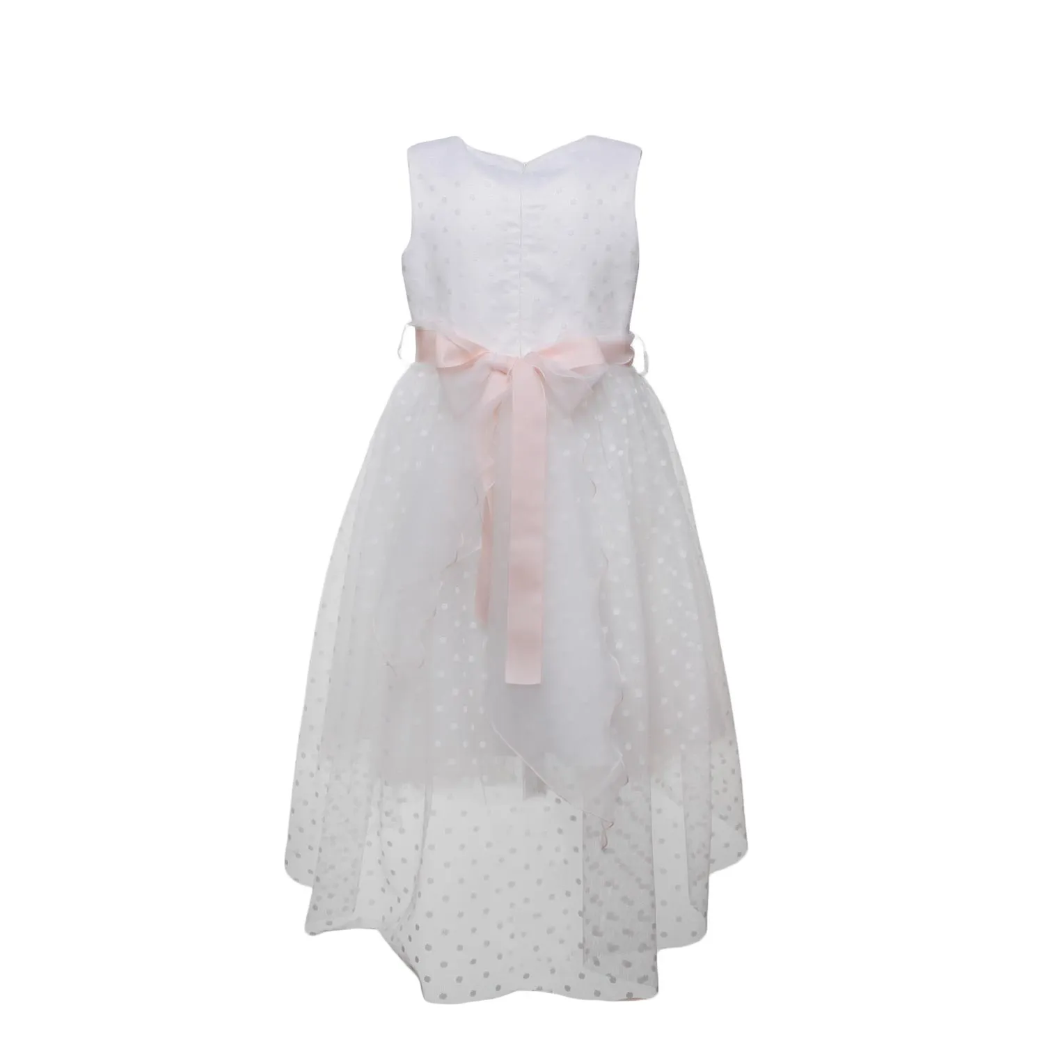 Abito Cerimonia Bianco Con Ricami Pois Bambina E T
