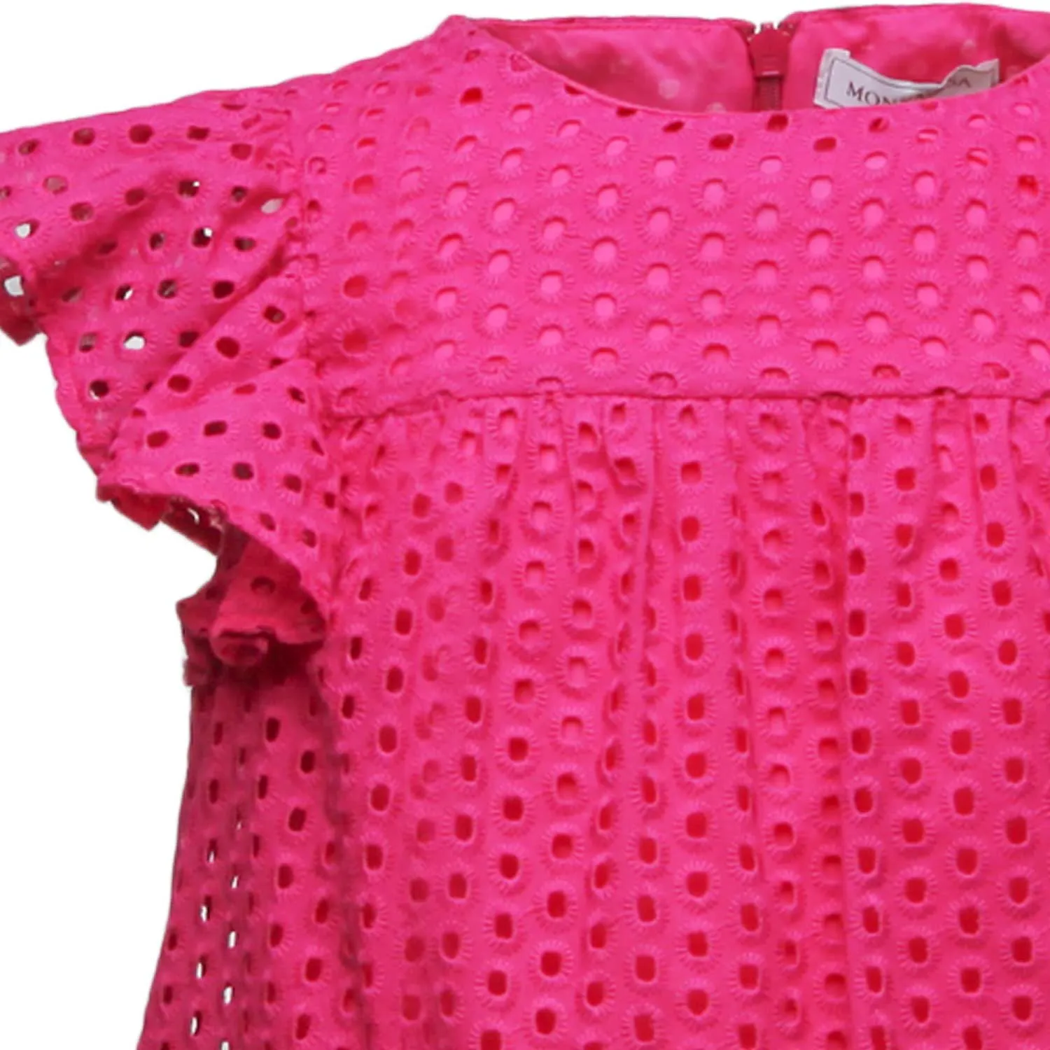 Abito Fucsia Bambina Con Ricami Sangallo
