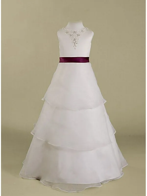 Abito Prima Comunione Semplice con gonna a tre balze in organza e raso