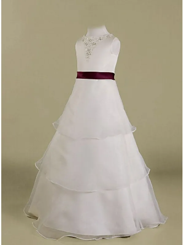Abito Prima Comunione Semplice con gonna a tre balze in organza e raso