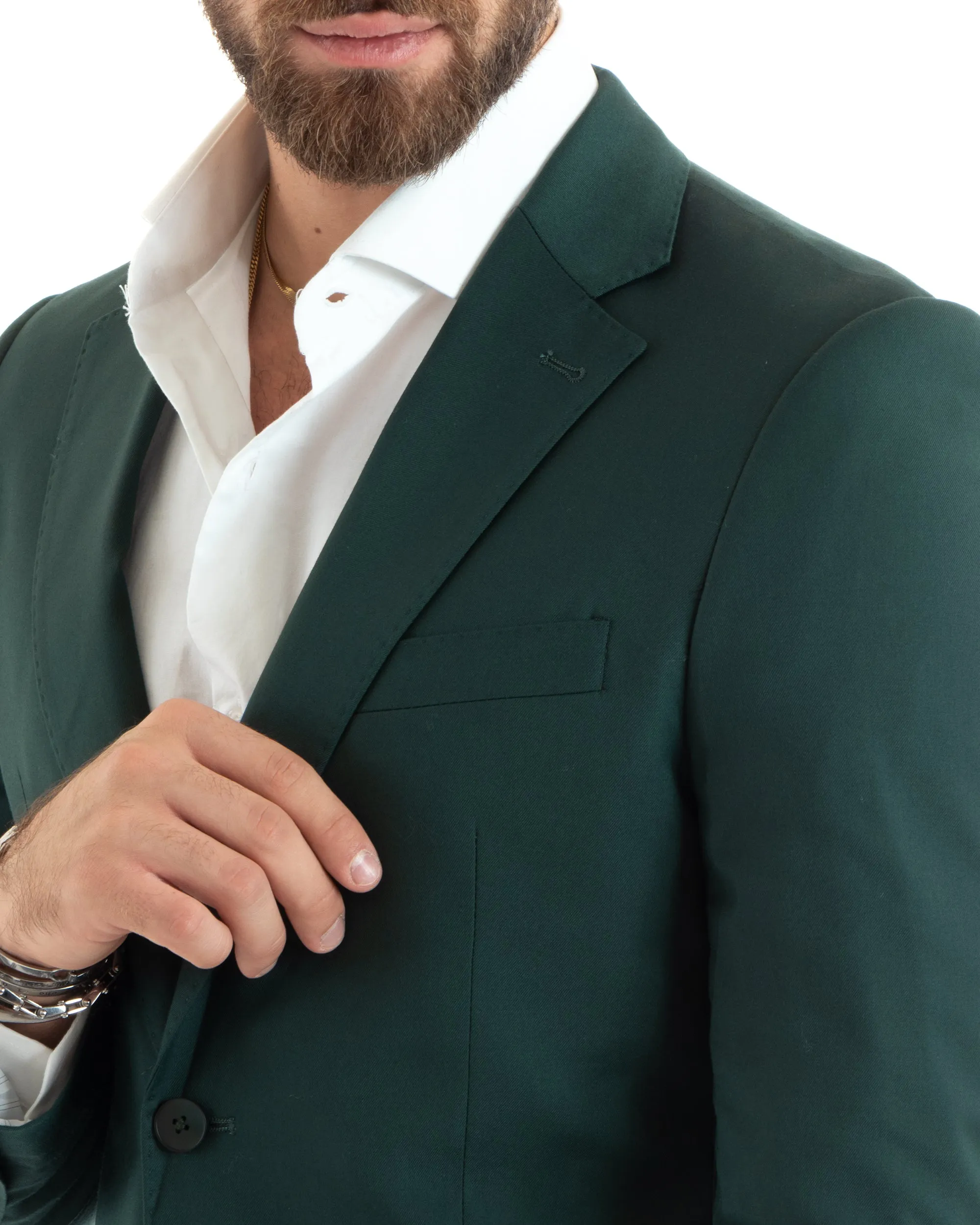 Abito Uomo Monopetto Vestito Completo Giacca Pantaloni Verde Elegante Casual GIOSAL-OU2434A