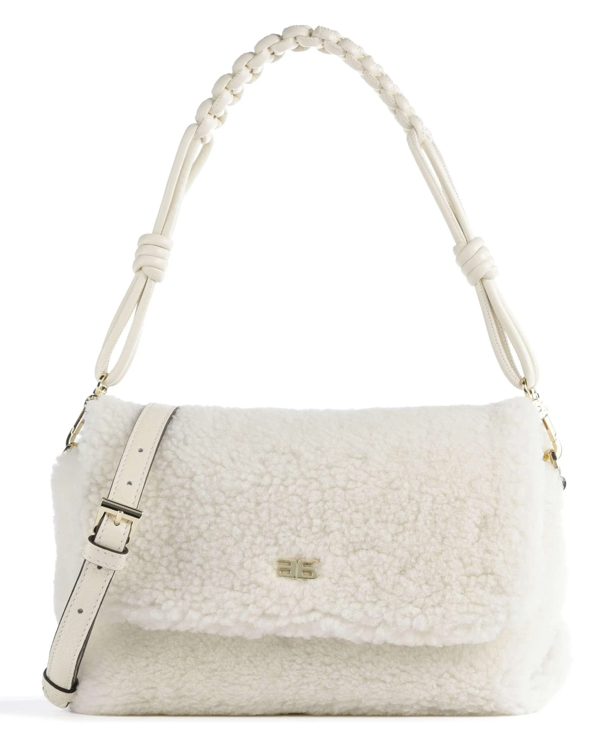  Abro Shearling Poppy Borsa a spalla pelliccia avorio  