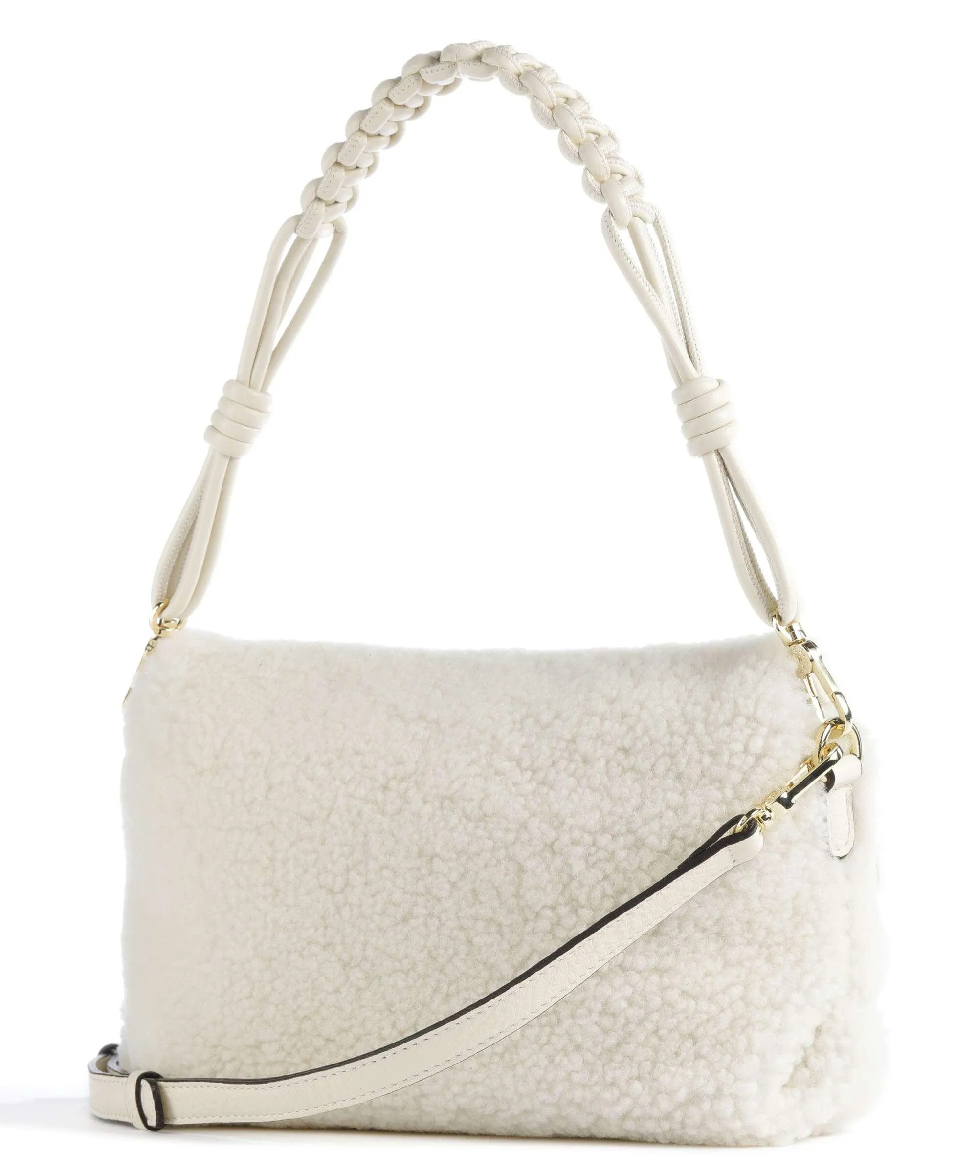  Abro Shearling Poppy Borsa a spalla pelliccia avorio  