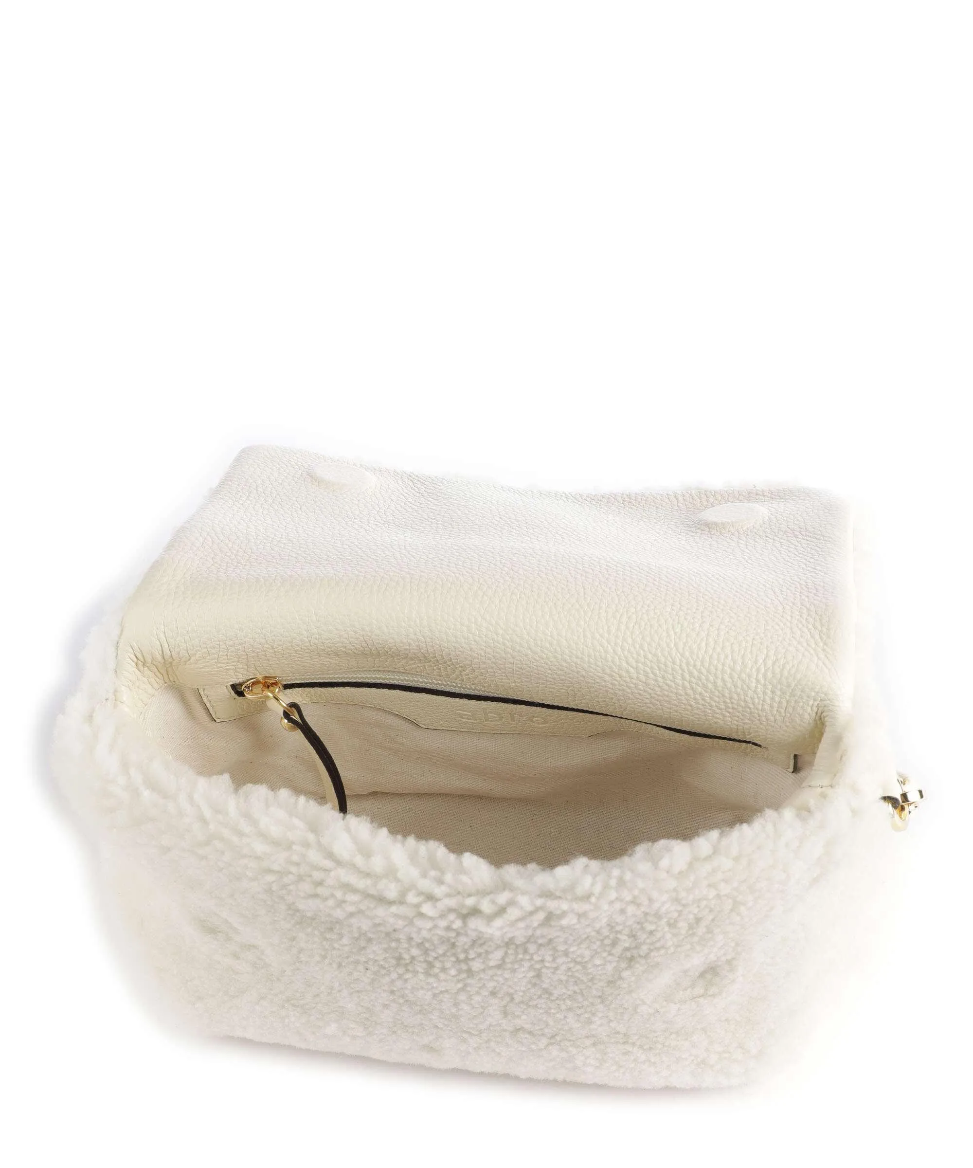  Abro Shearling Poppy Borsa a spalla pelliccia avorio  