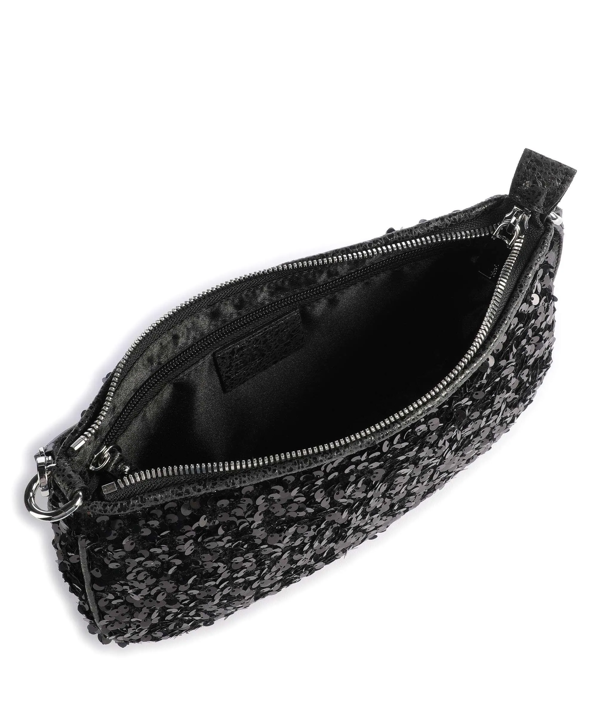  Abro Virginia Borsa a spalla tissu, pelle di vacchetta grana nero  