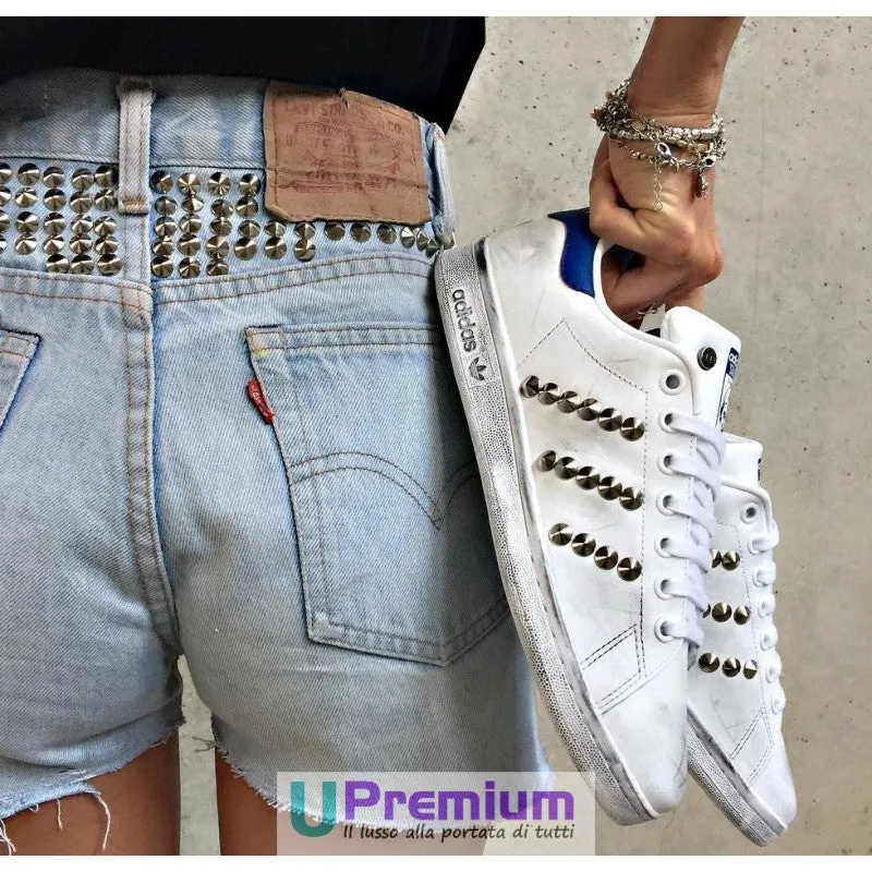 Adidas Stan Smith Blu Borchiate Argento Vintage