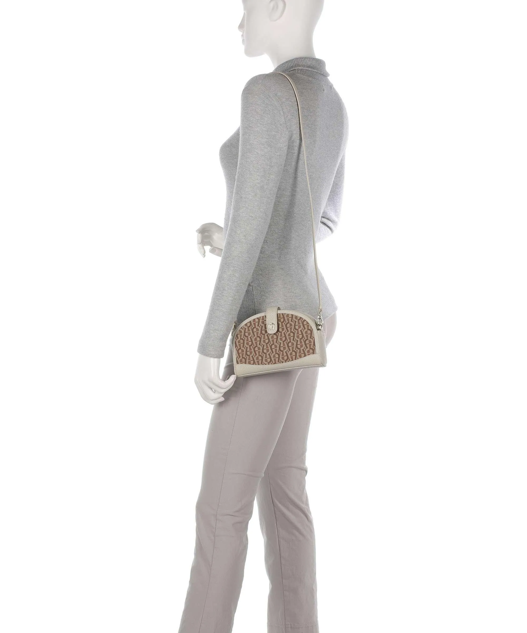  Aigner Emea Borsetta porta cellulare pelle di vacchetta grana, tissu beige  