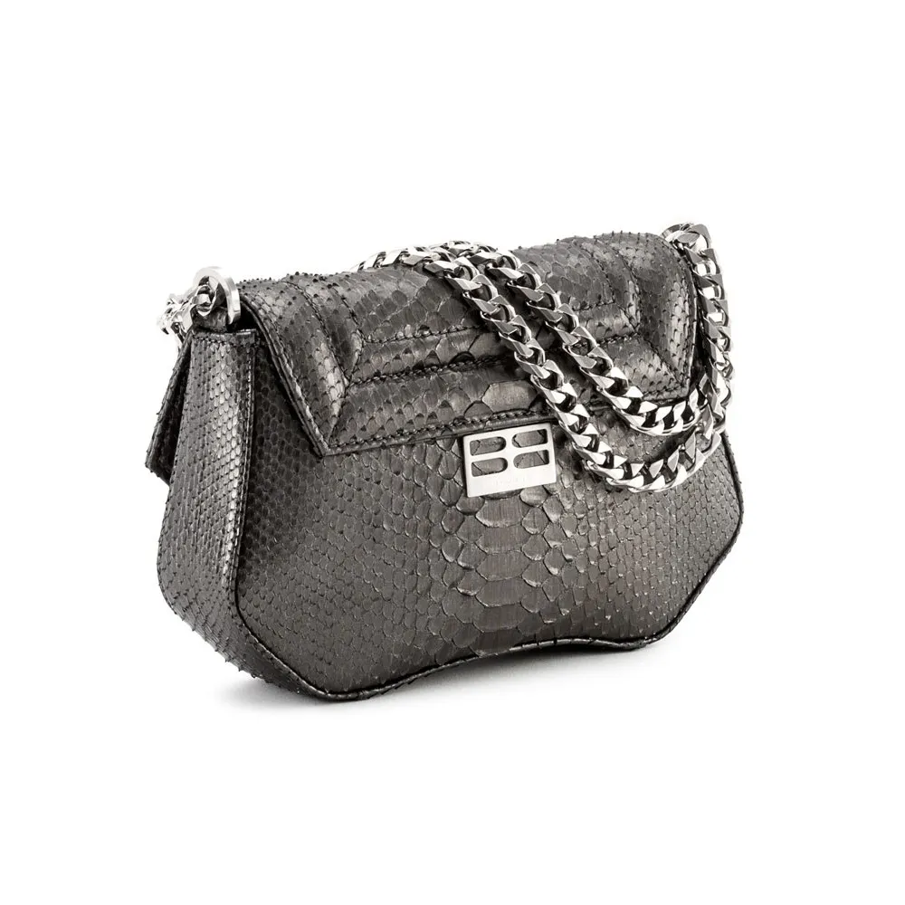 Aleksandra Badura - Etoile Mini Bag - Borsa a Tracolla in Pitone - Grafite - Borsa in Pelle di Alta Qualità Luxury