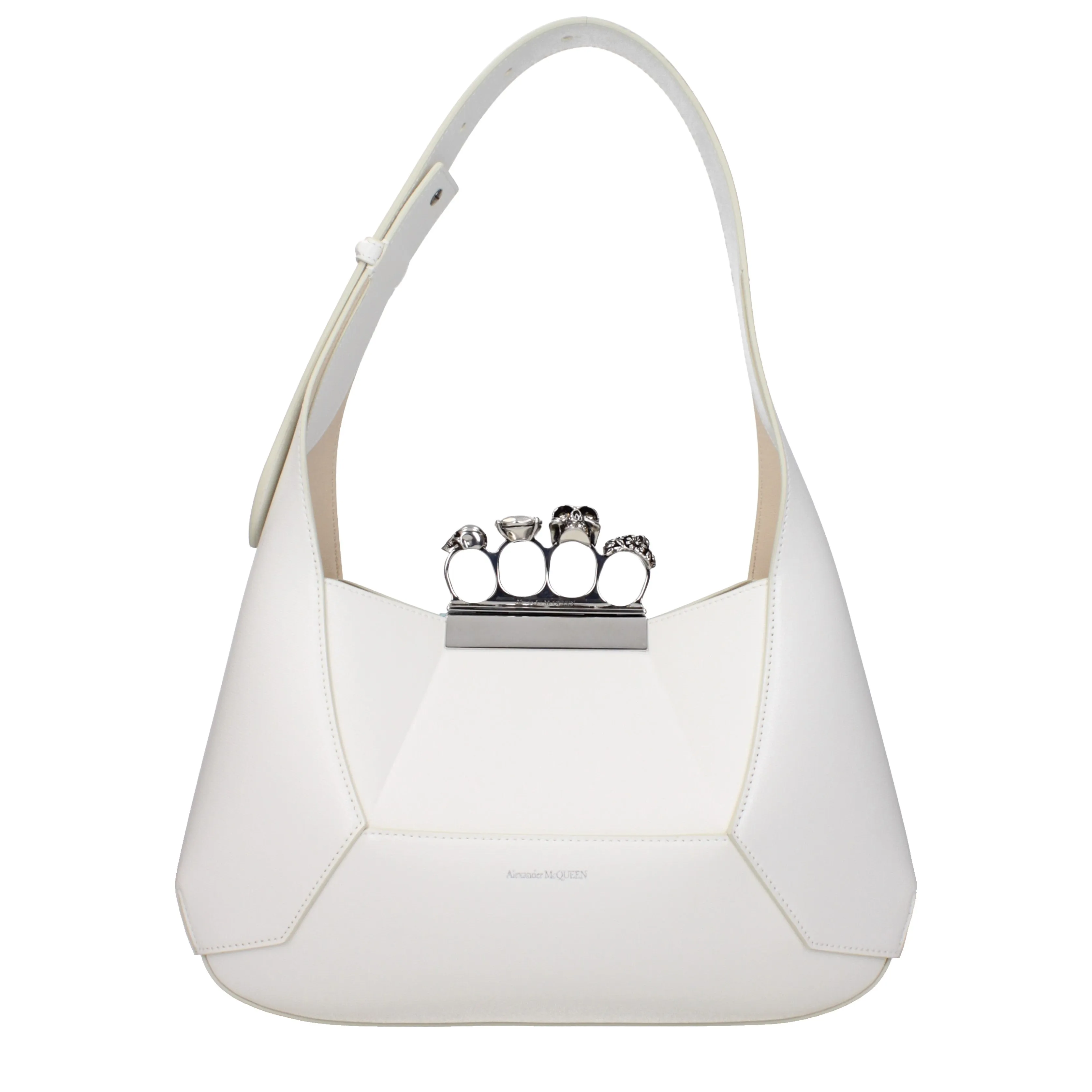 Alexander McQueen Borse a Spalla The jeweled hobo Donna Pelle Bianco/Avorio
