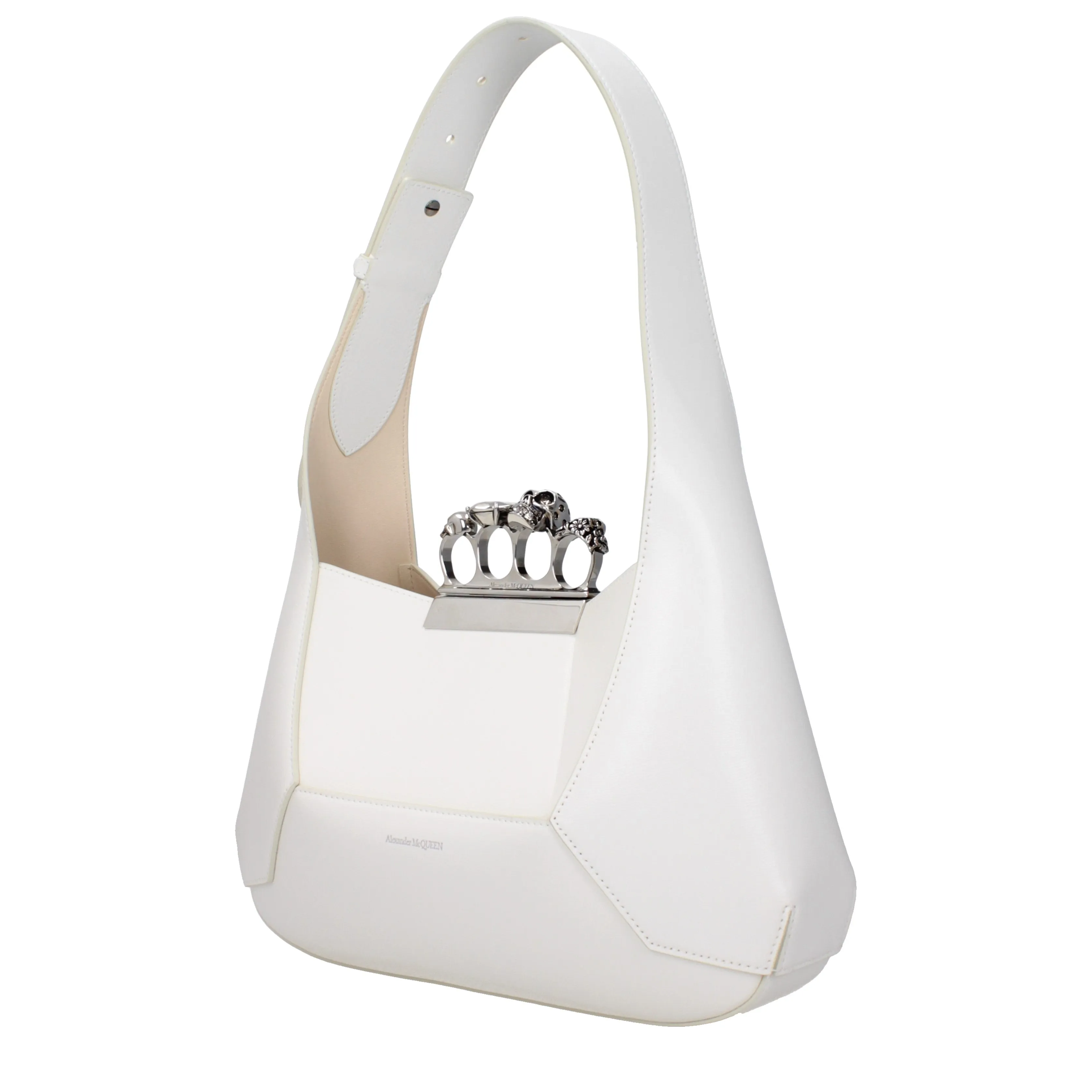 Alexander McQueen Borse a Spalla The jeweled hobo Donna Pelle Bianco/Avorio