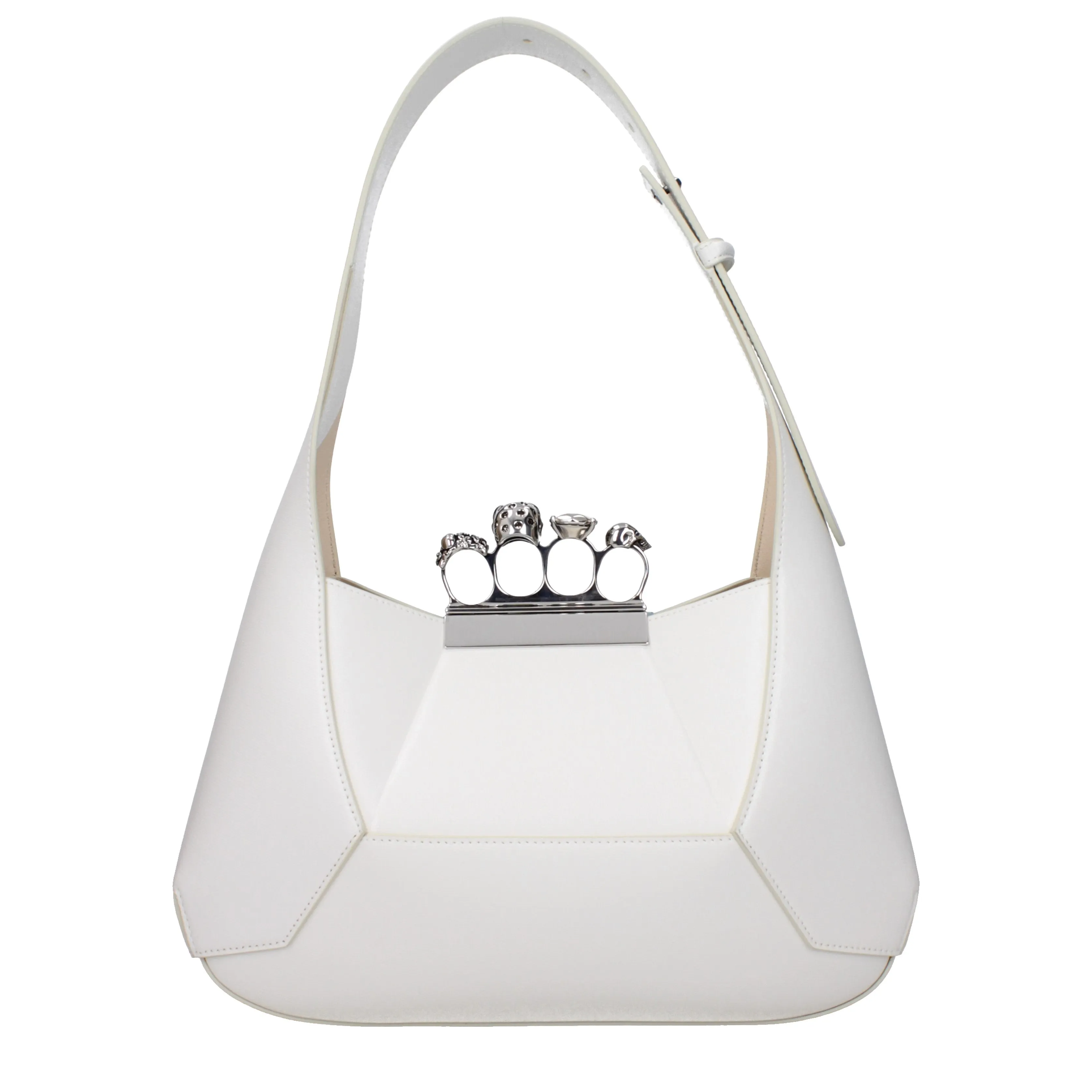 Alexander McQueen Borse a Spalla The jeweled hobo Donna Pelle Bianco/Avorio