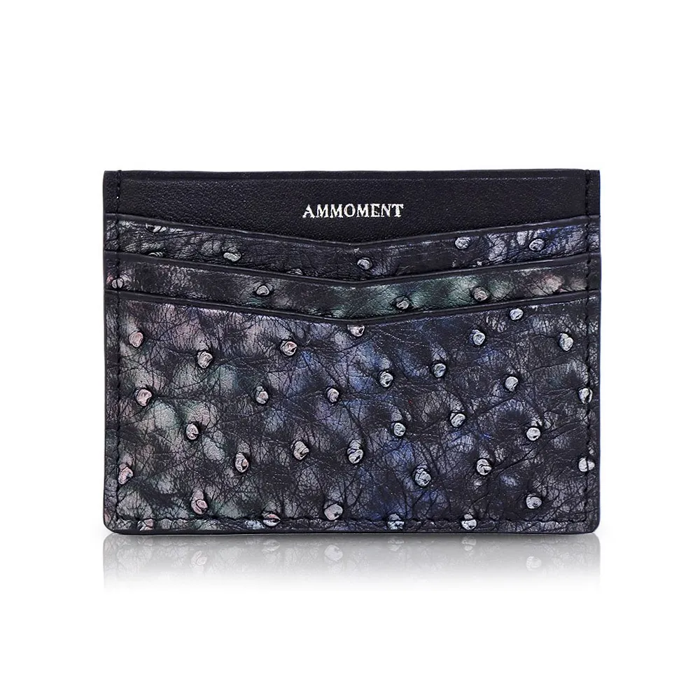Ammoment - Struzzo in Nero Perla di Tahiti - Astuccio per Carte di Credito in Pelle