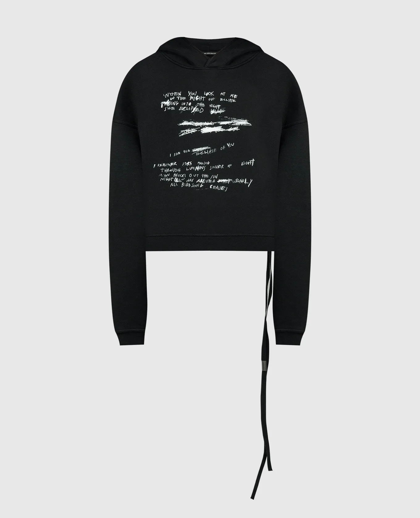 Ann Demeulemeester Felpa AAF nera con stampa della scritta a mano 2401WJSW1129FA185