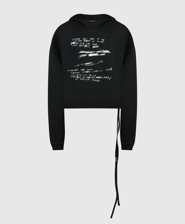 Ann Demeulemeester Felpa AAF nera con stampa della scritta a mano 2401WJSW1129FA185