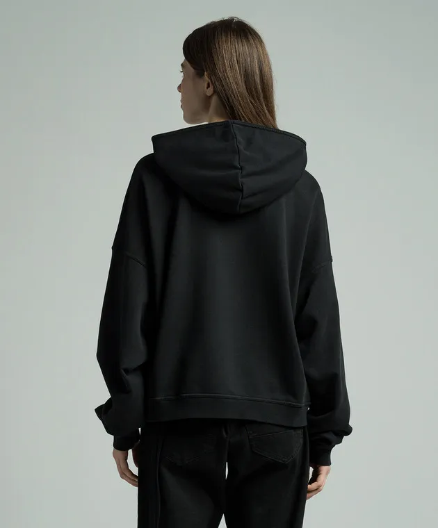 Ann Demeulemeester Felpa AAF nera con stampa della scritta a mano 2401WJSW1129FA185