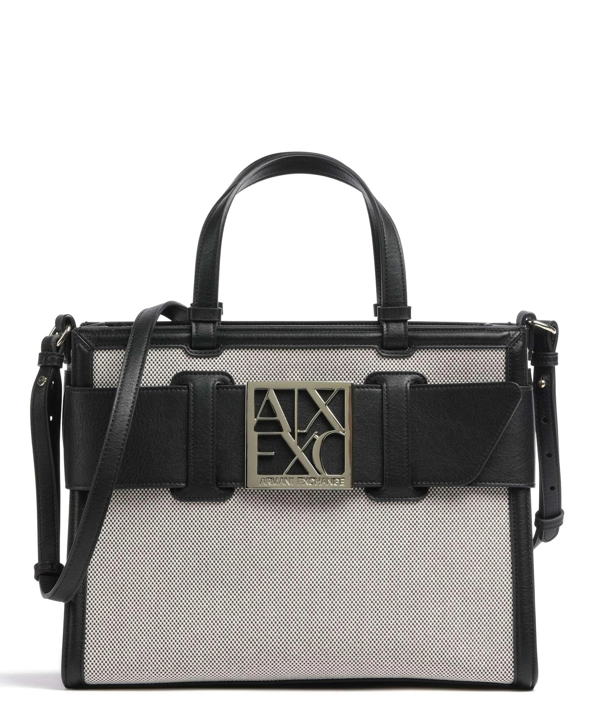  Armani Exchange Borsa a mano cotone, poliestere nero/bianco  