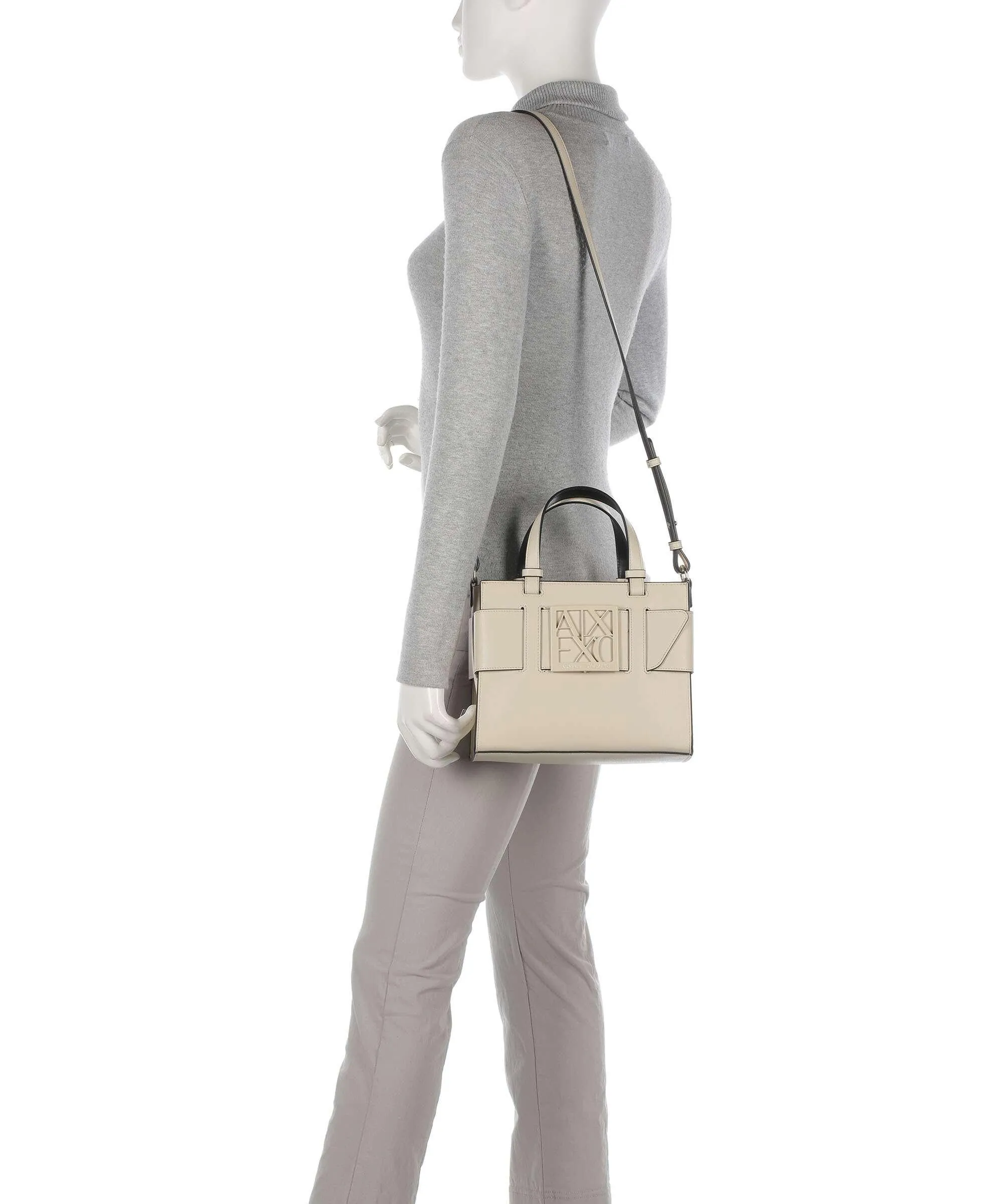  Armani Exchange Susie M Borsa a mano pelle sintetica beige  
