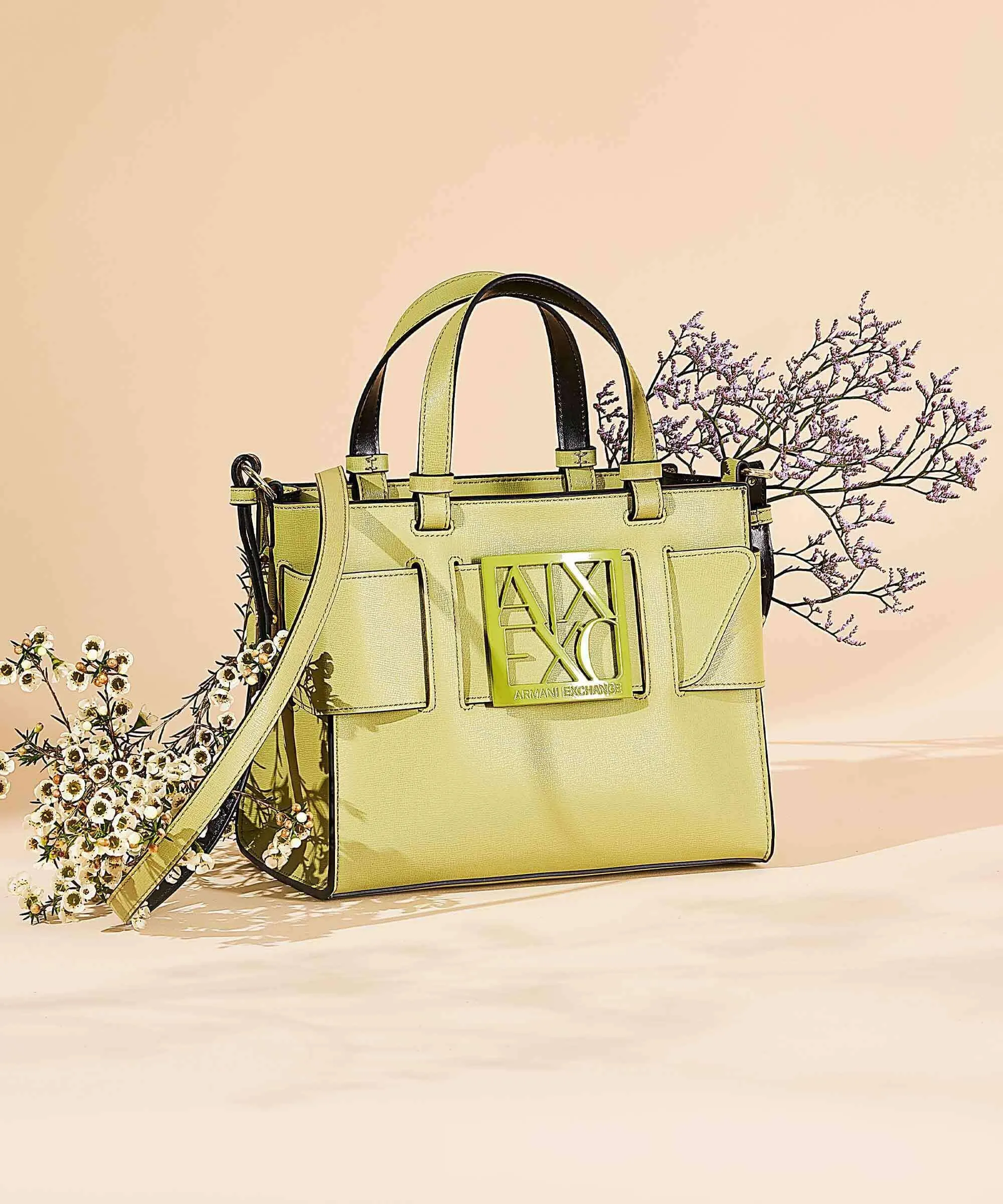  Armani Exchange Susie M Borsa a mano pelle sintetica verde-oliva  