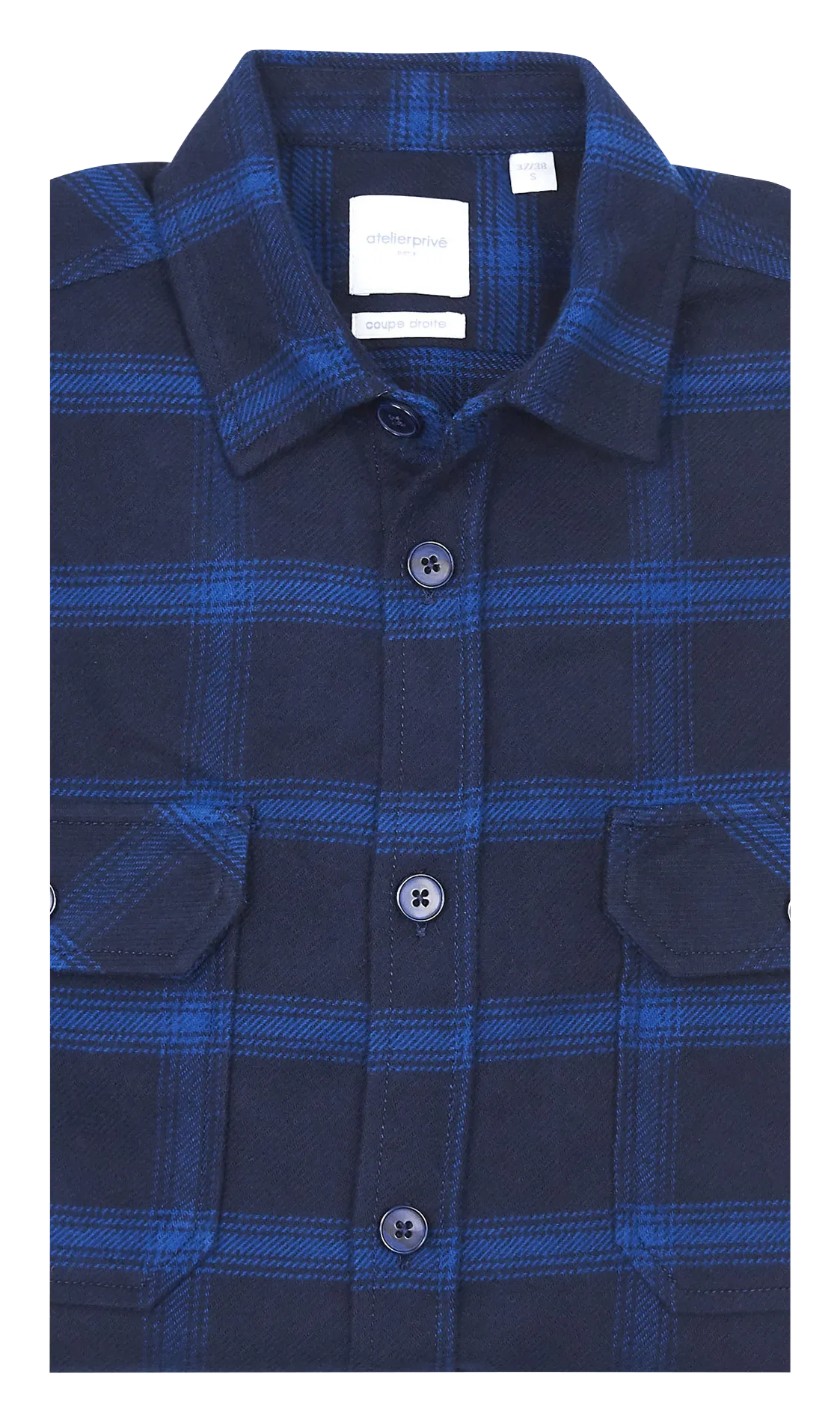  ATELIER PRIVE   Overshirt a quadri con collo classico regular fit in cotone | Blu