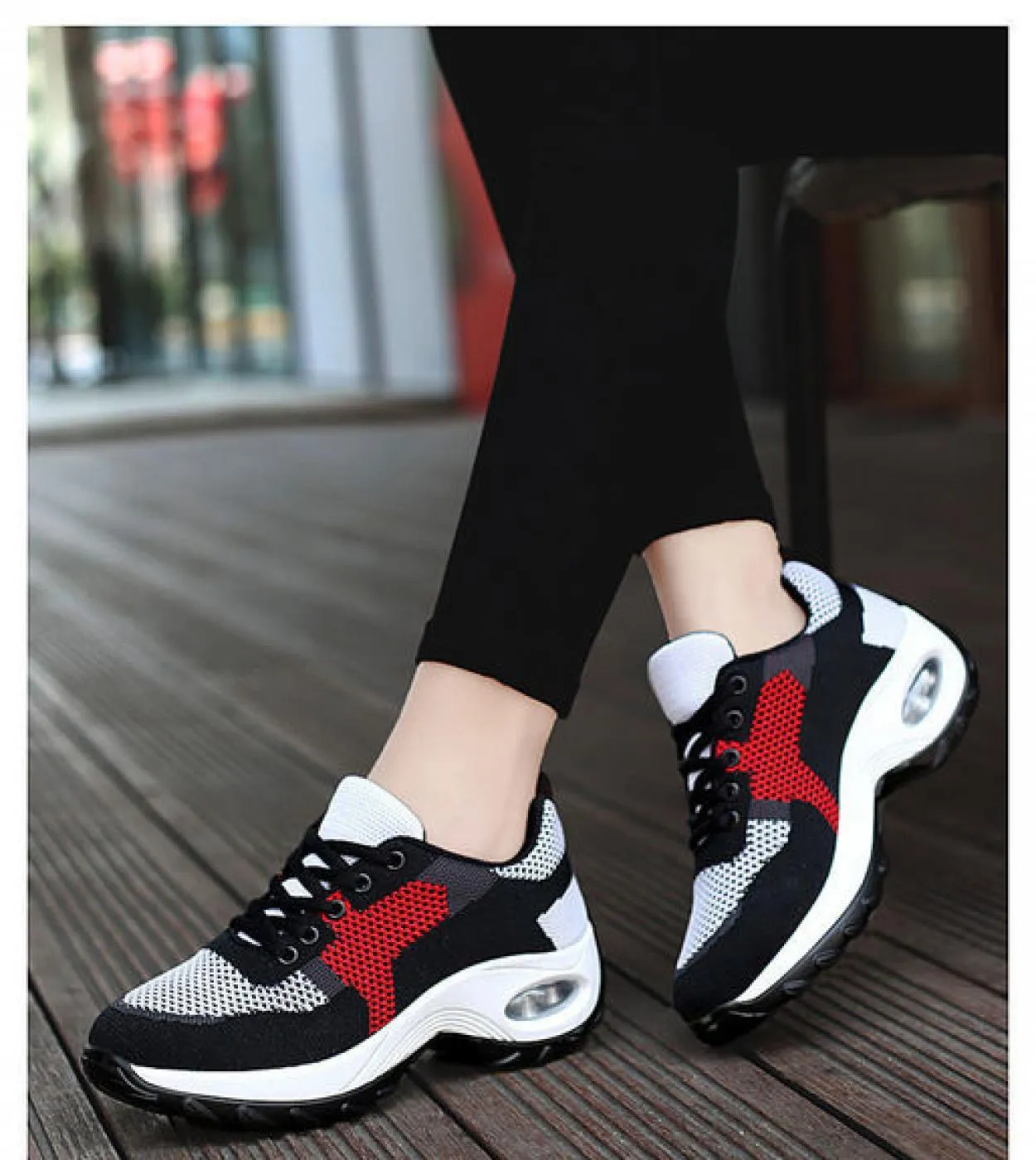 Autunno Donna Sport Scarpe casual Moda Cuscino Sneakers in rete traspirante Scarpe da corsa con zeppa femminile Zapatillas