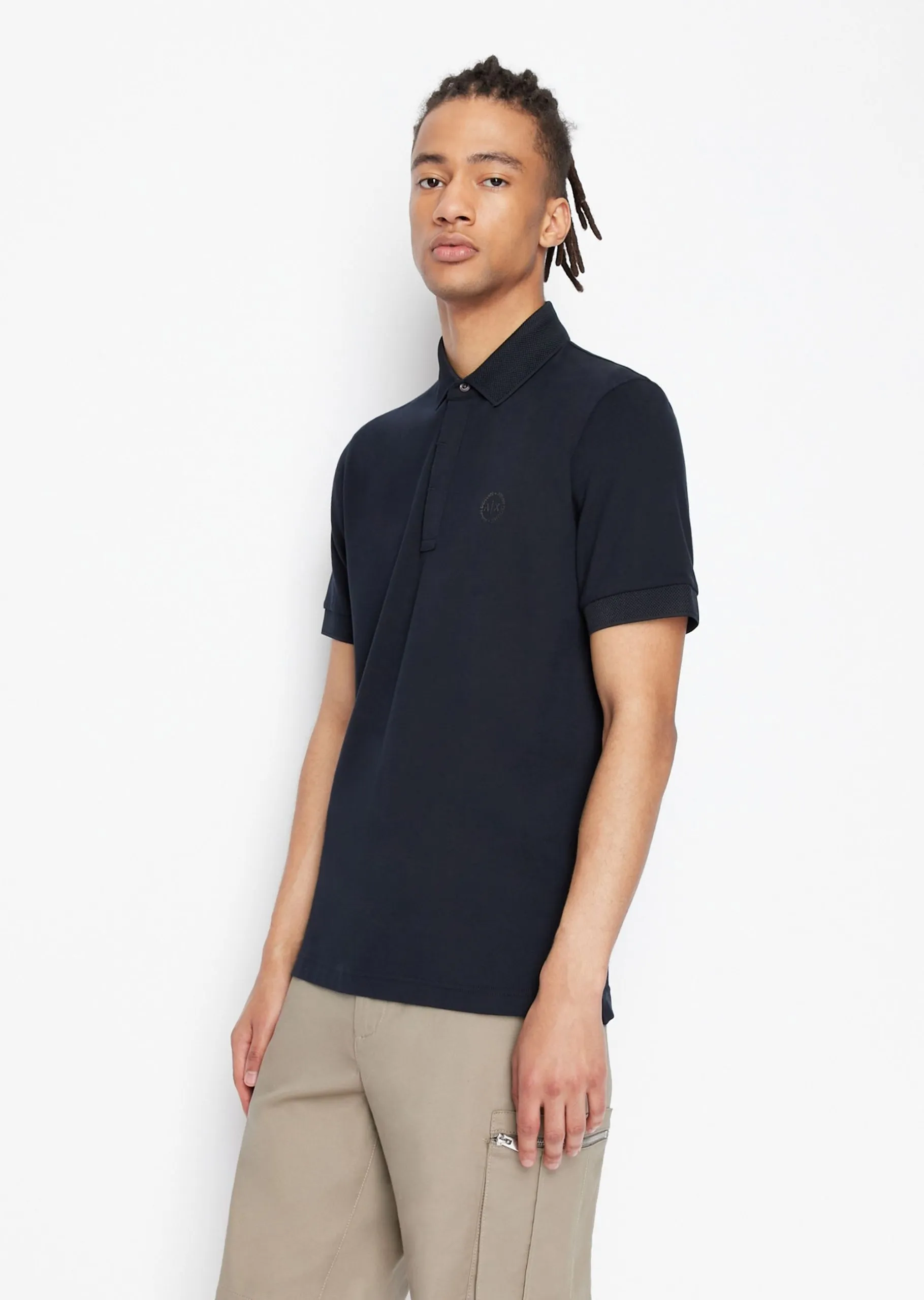 AX – POLO SLIM FIT IN PIQUET CON DETTAGLI A NIDO D’APE