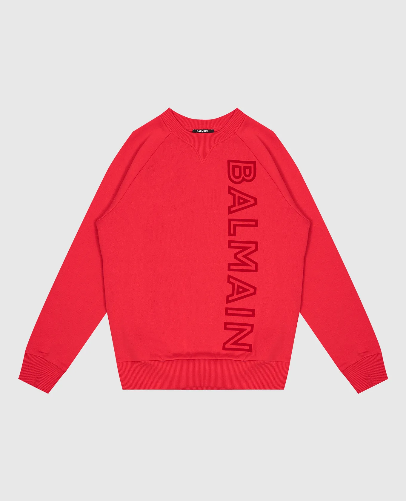 Balmain Felpa rossa da bambino con stampa logo testurizzata BV4P90Z1753