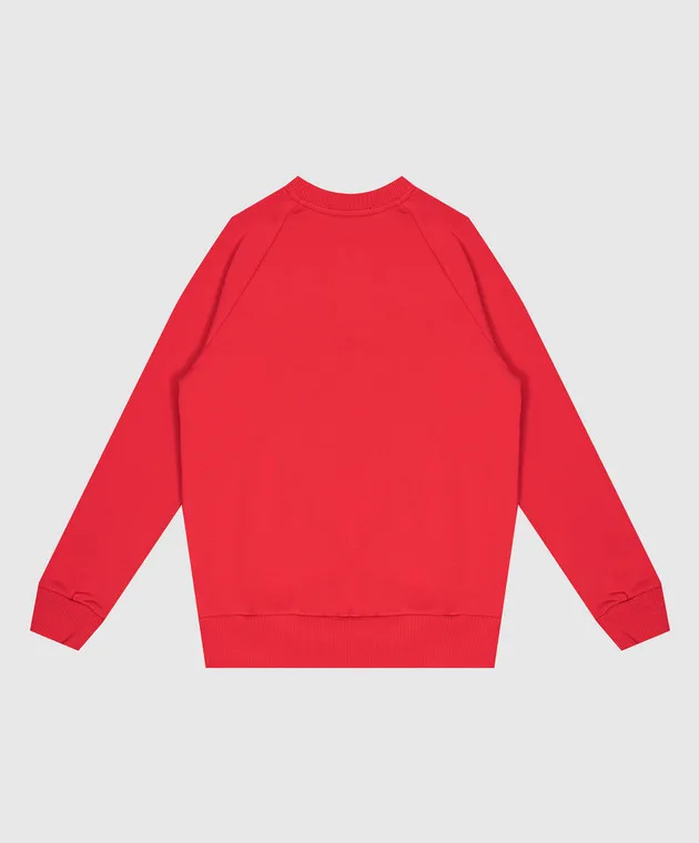 Balmain Felpa rossa da bambino con stampa logo testurizzata BV4P90Z1753