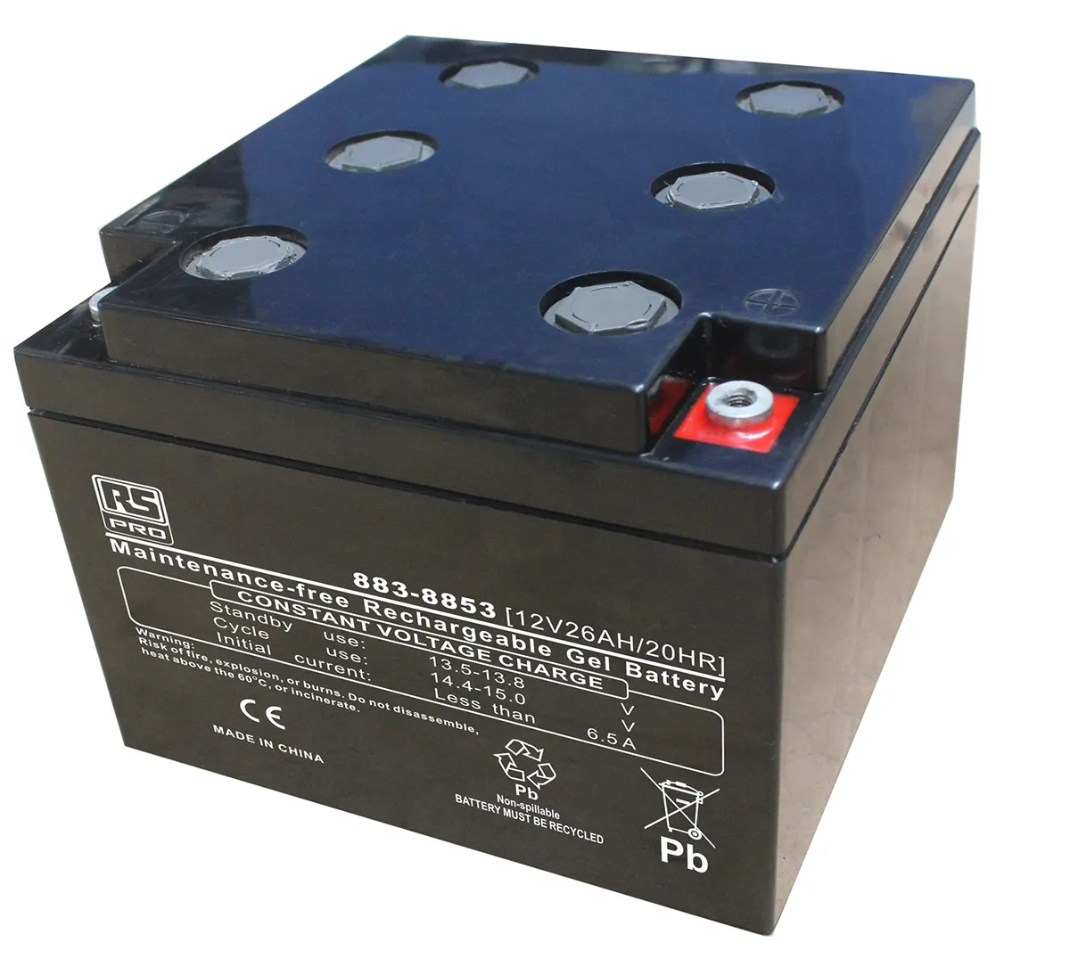 Batteria al piombo sigillata RS PRO, 12V, 26Ah, 166 x 175 x 125mm, -20 → +60°C