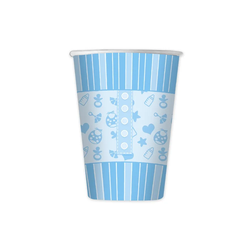Bicchieri Bicchiere Battesimo Bimbo Celeste Azzurro Baby Cartoncino Tavola Cerimonia  Decorazione Bambino