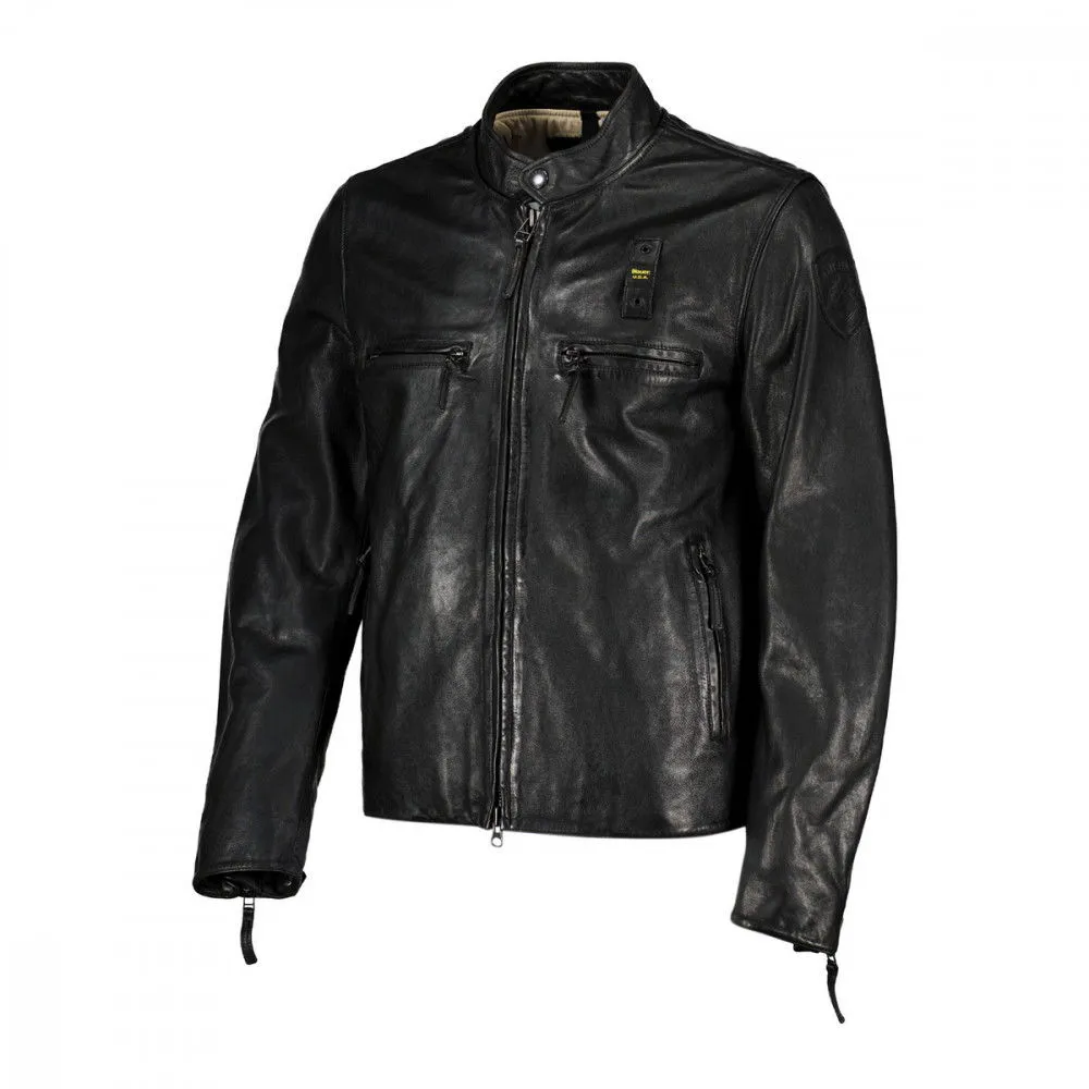 BLAUER BIKER IN PELLE OLIVER