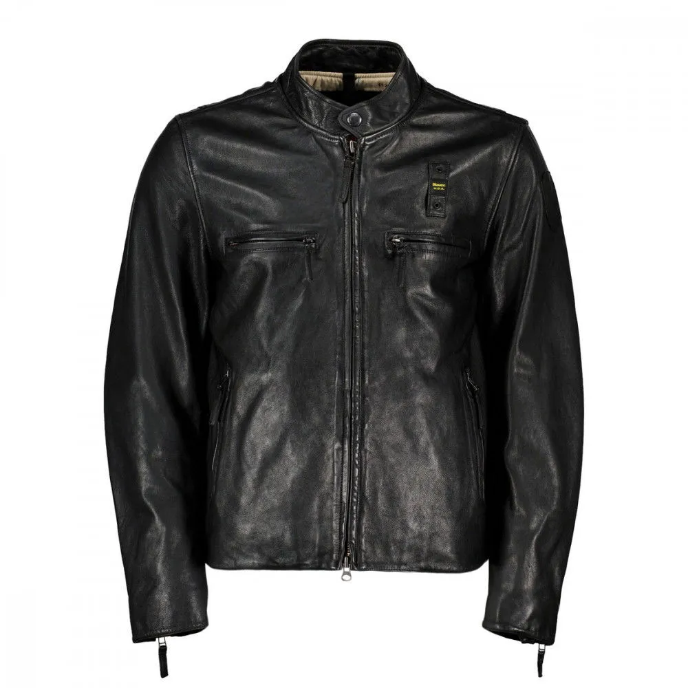 BLAUER BIKER IN PELLE OLIVER