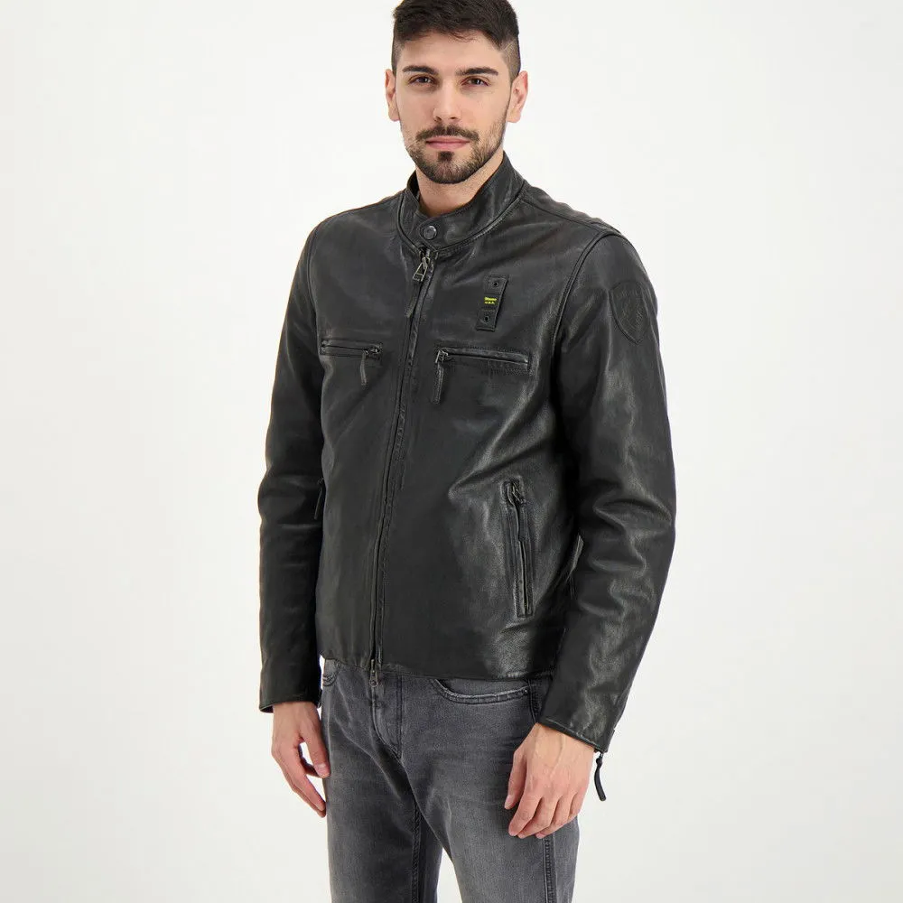 BLAUER BIKER IN PELLE OLIVER