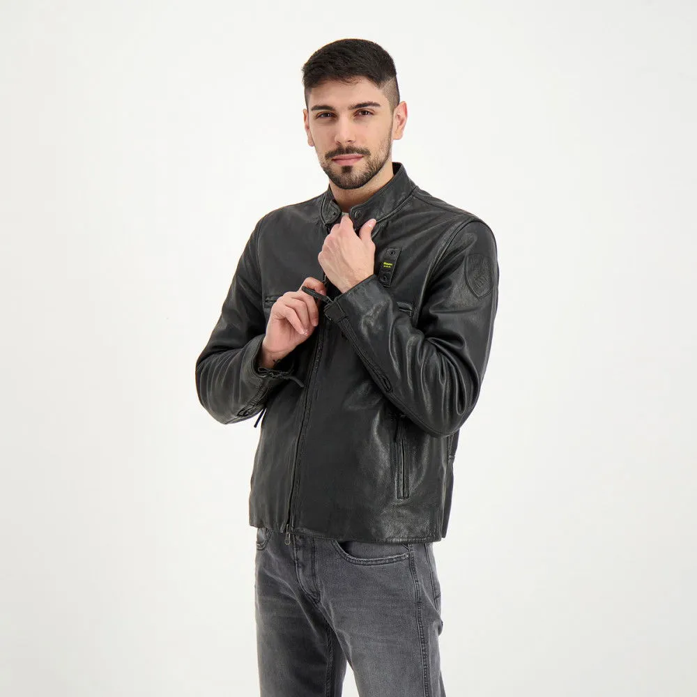BLAUER BIKER IN PELLE OLIVER