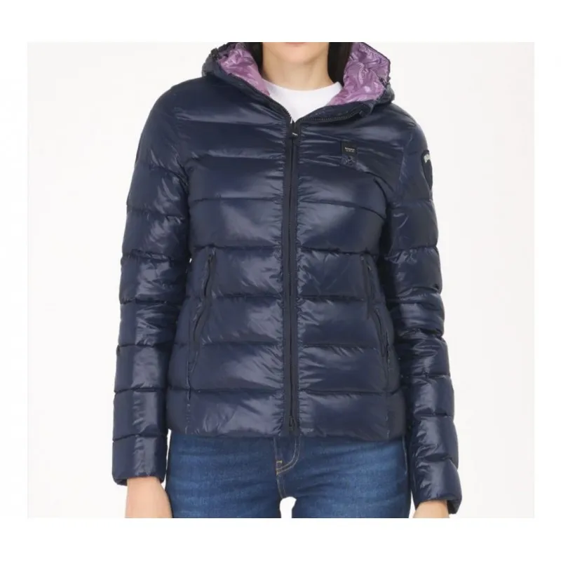 BLAUER piumino sfiancato corto con cappuccio BLU