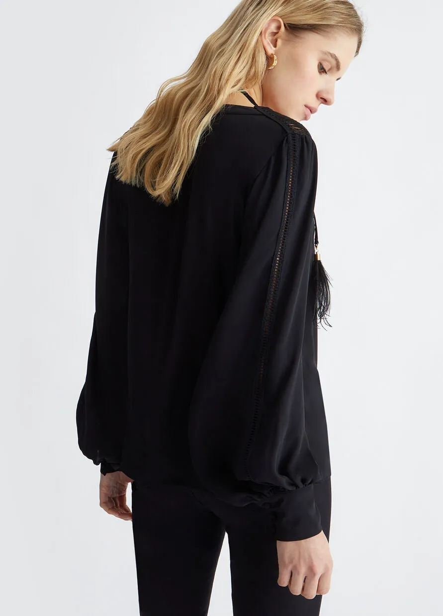 Blouse with Feathers / Black