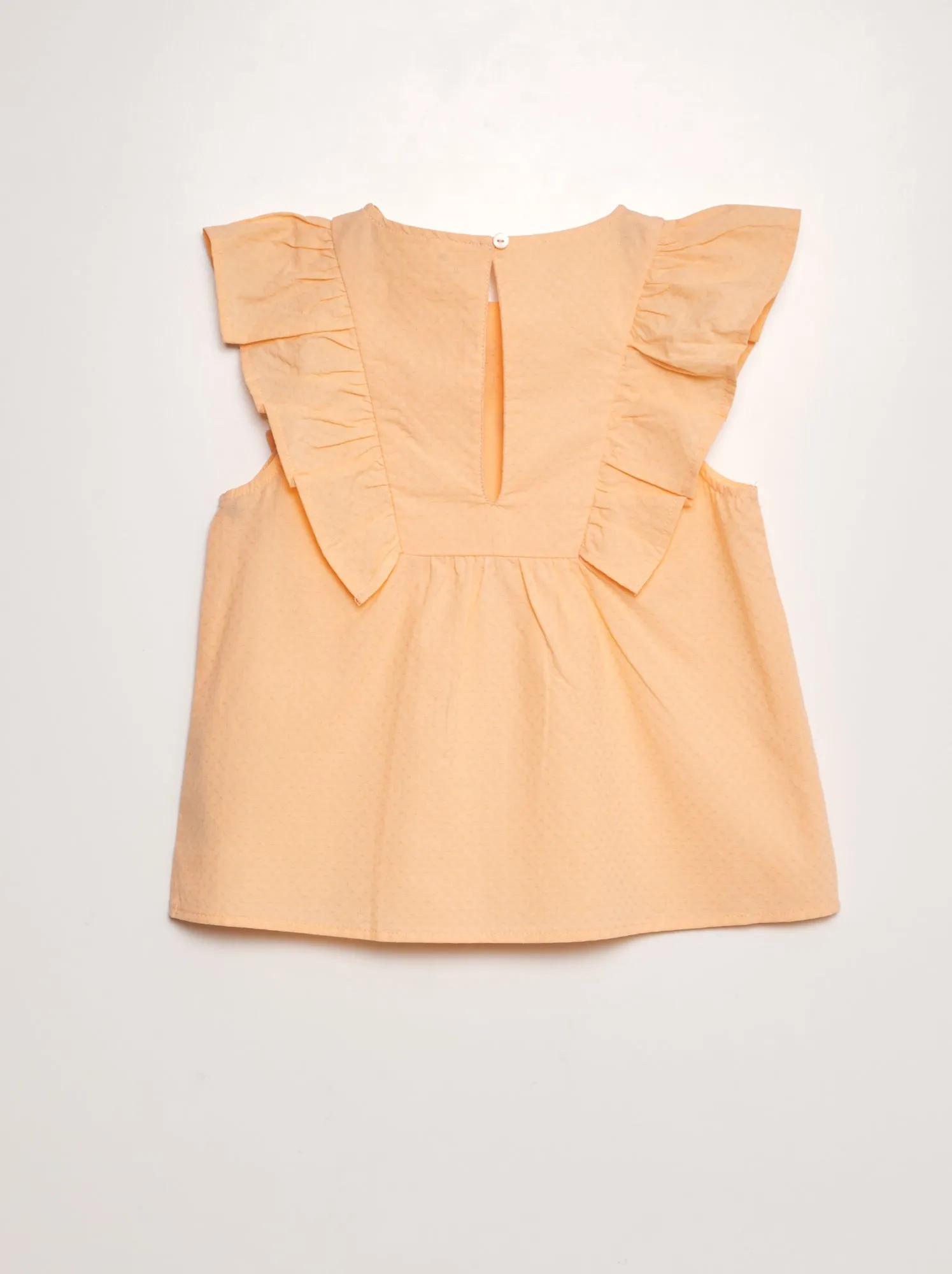 Blusa con volant e ricami 'frutti' - ARANCIONE