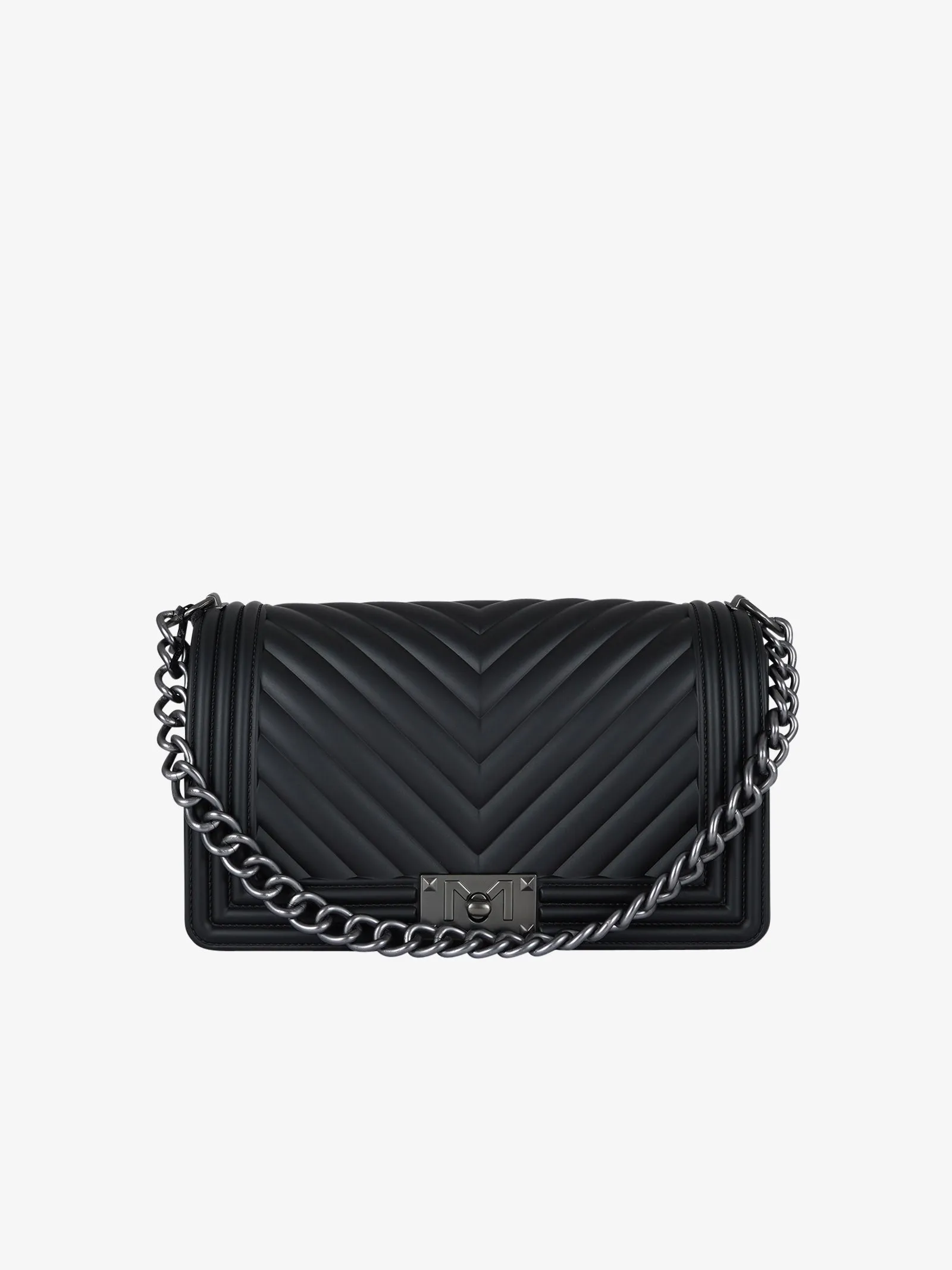 Borsa a spalla Flat M 24 donna PVC nero