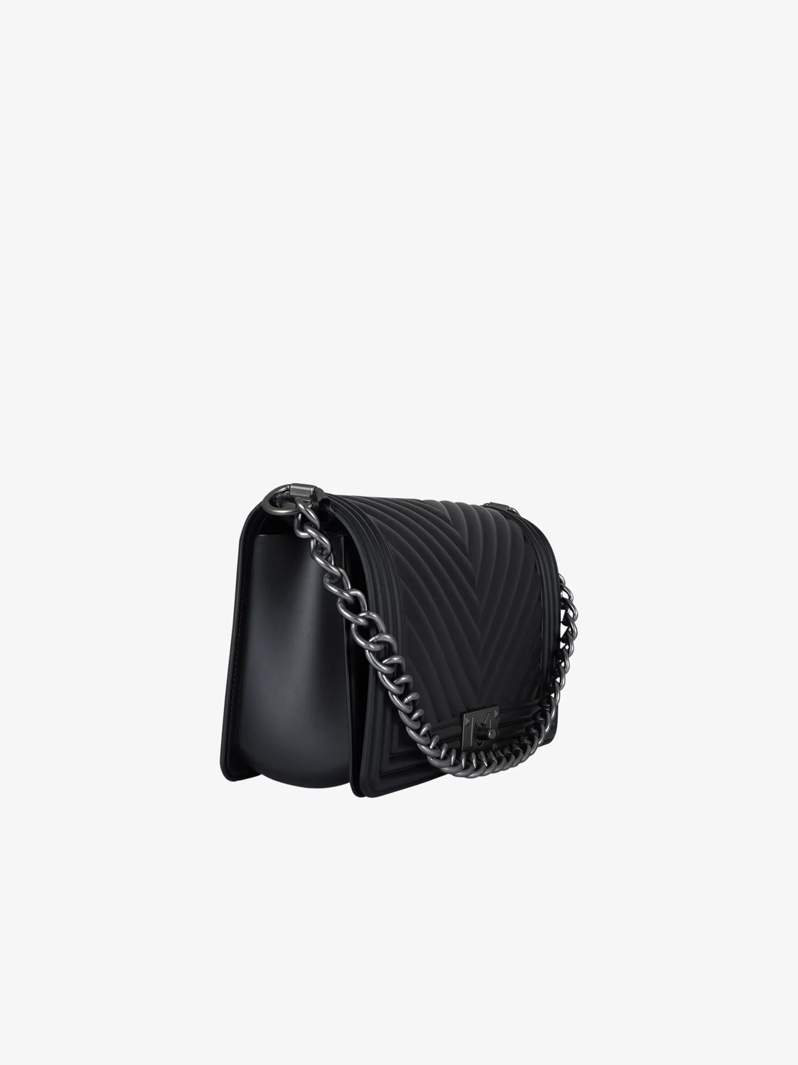 Borsa a spalla Flat M 24 donna PVC nero