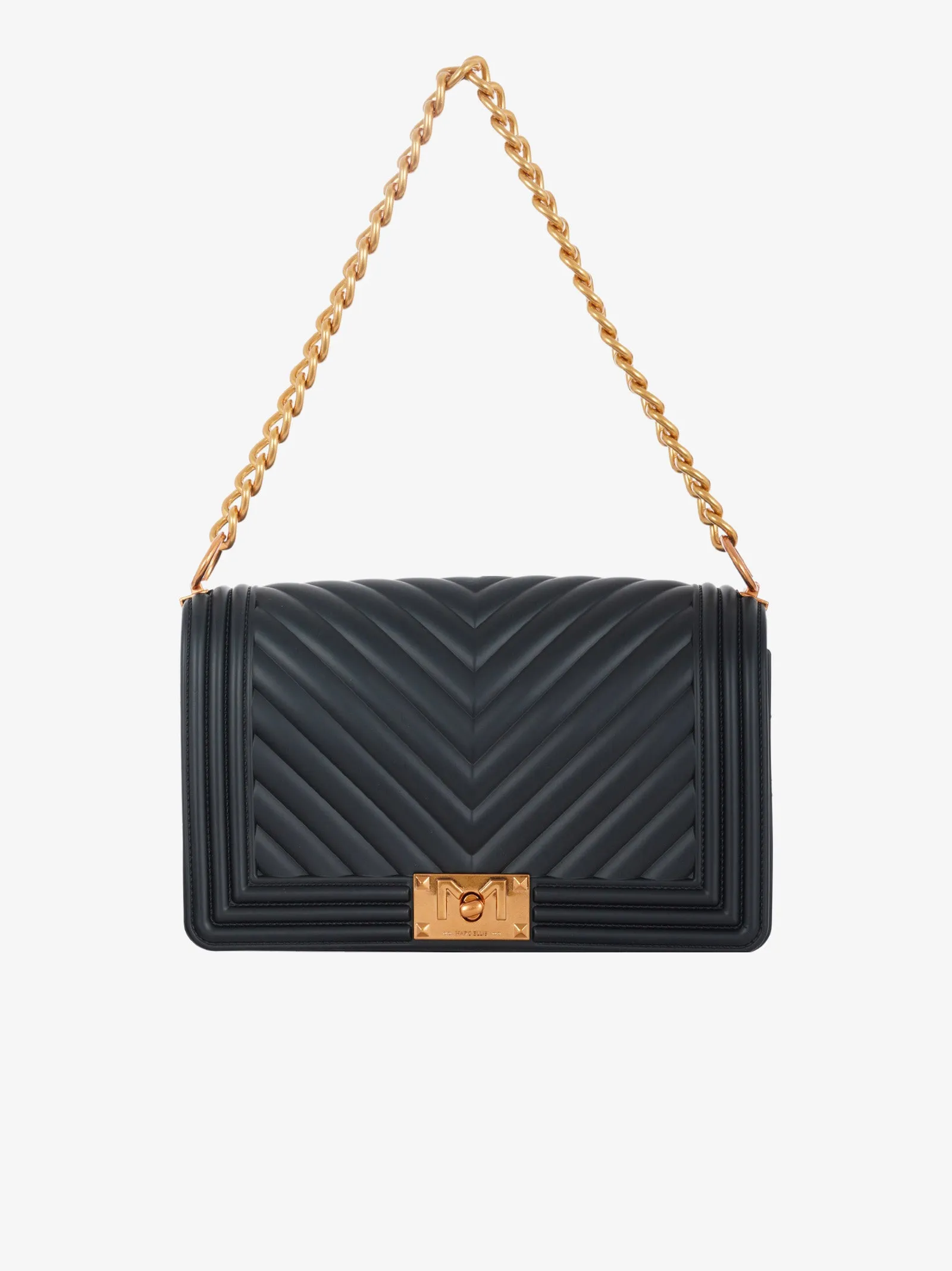 Borsa a spalla Flat M donna nero/oro ducale
