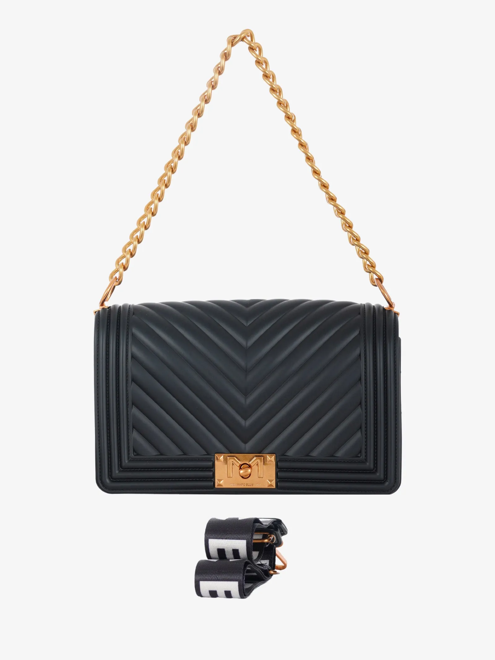 Borsa a spalla Flat M donna nero/oro ducale