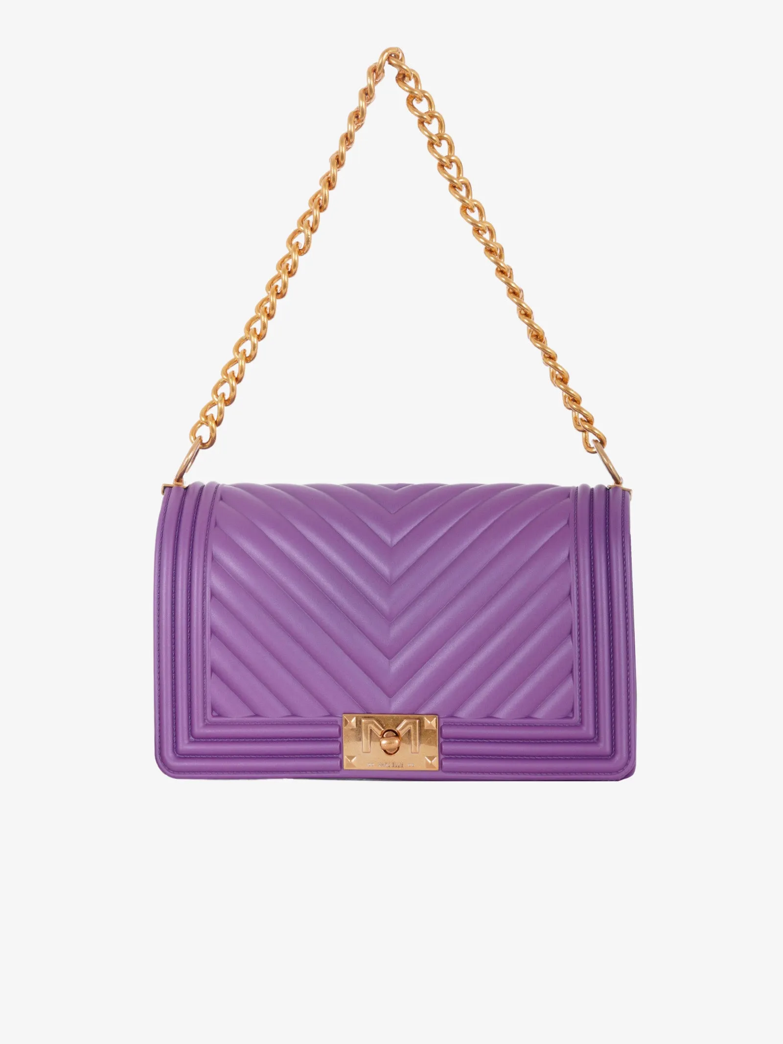 Borsa a spalla Flat M donna viola/oro ducale