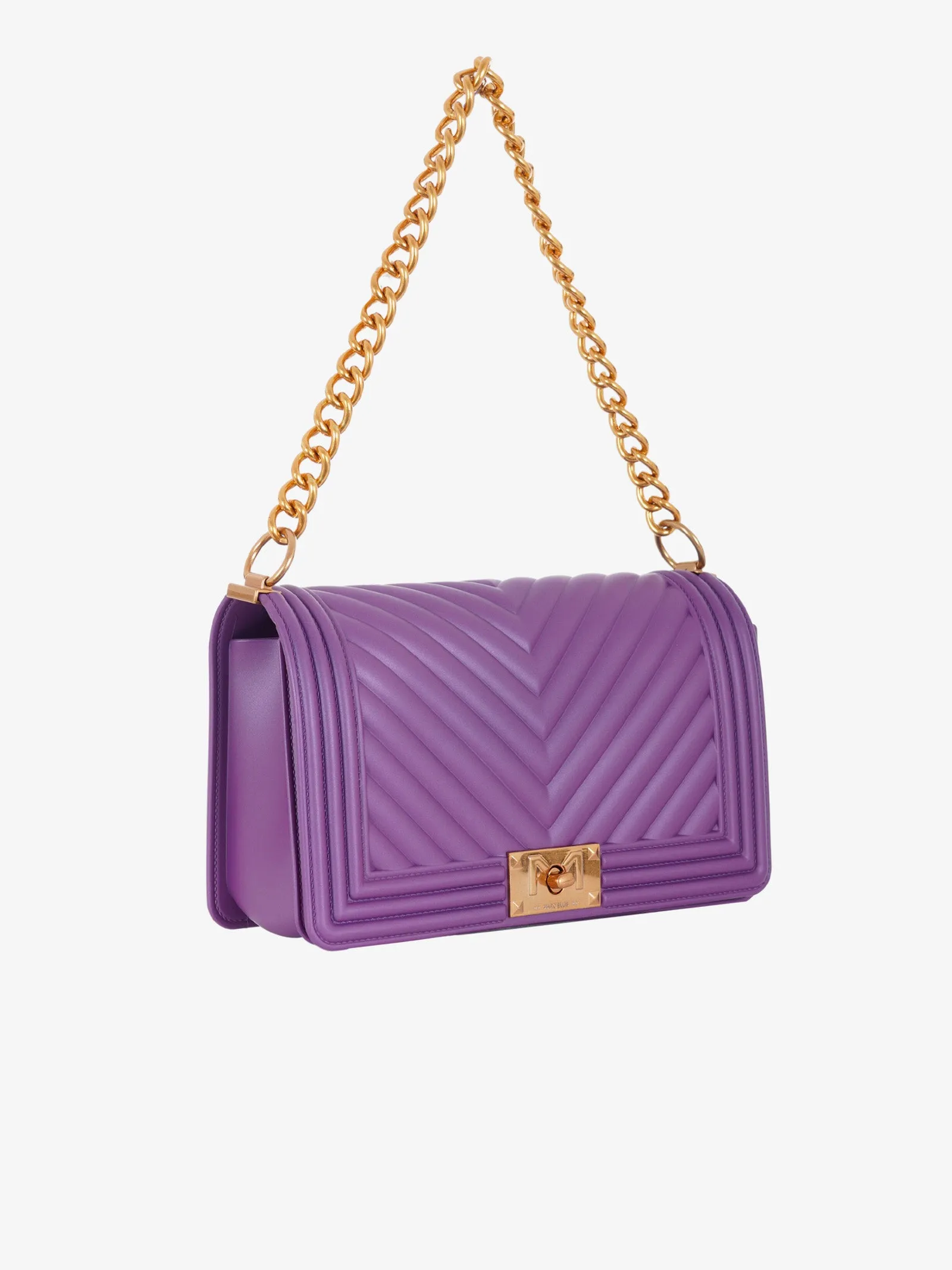 Borsa a spalla Flat M donna viola/oro ducale